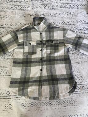 BTFBM Gray Plaid Button Front Flannel Shirt Size XL